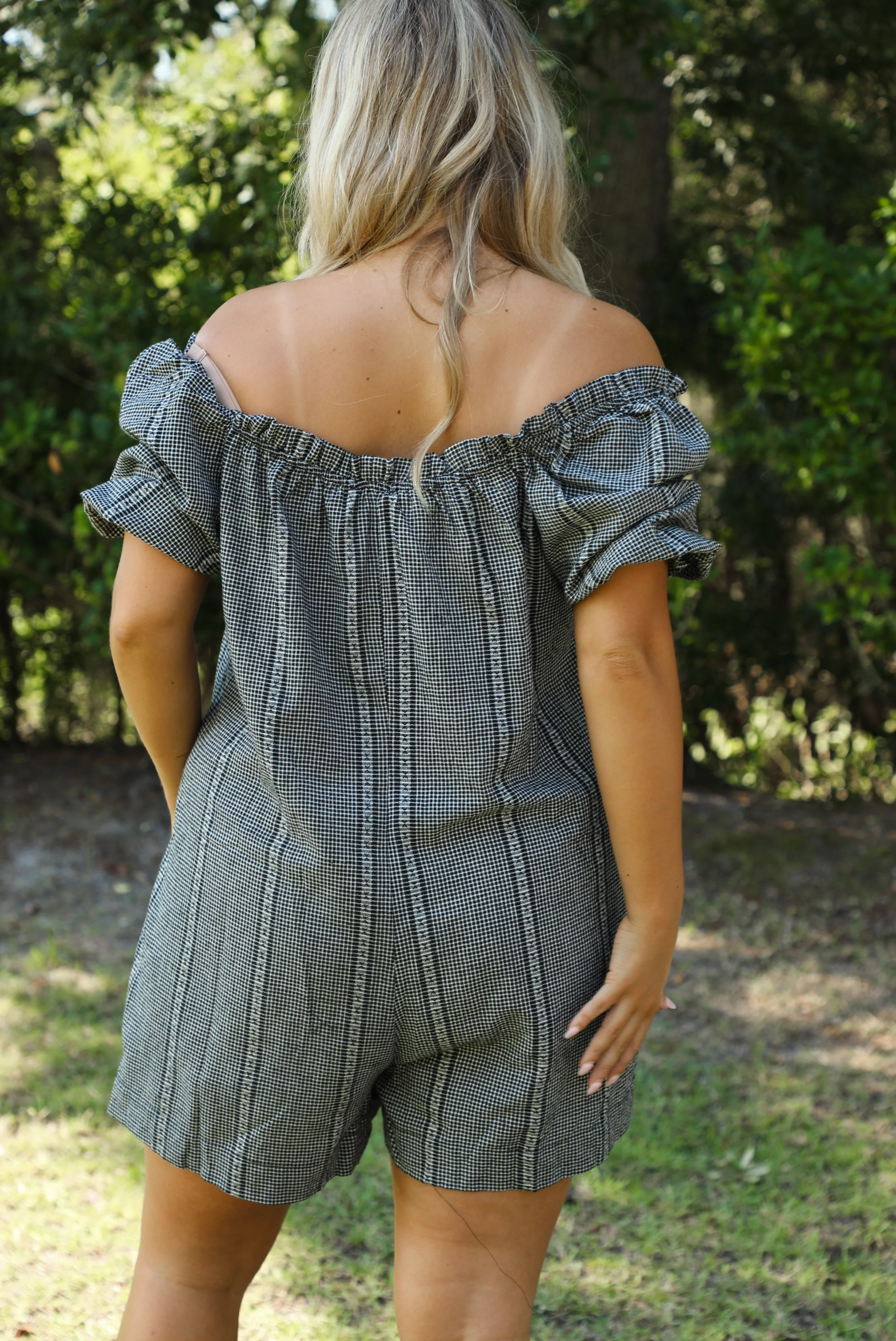 Crisp Air Romper: Black/White Gingham - Image 3
